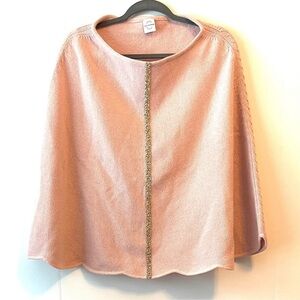 Carolyn Rowan Collection Pink pastel cashmere knit poncho
